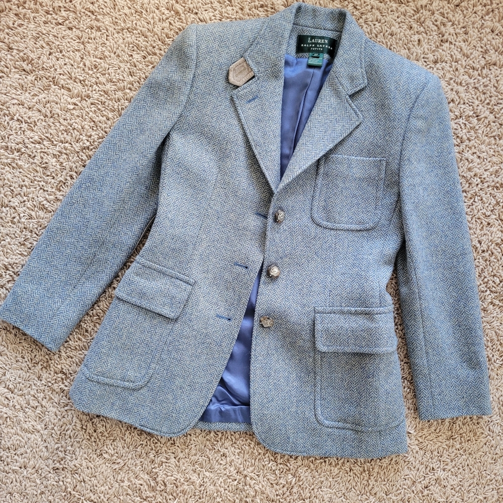 Blue Wool Herringbone Ralph Lauren Blazer